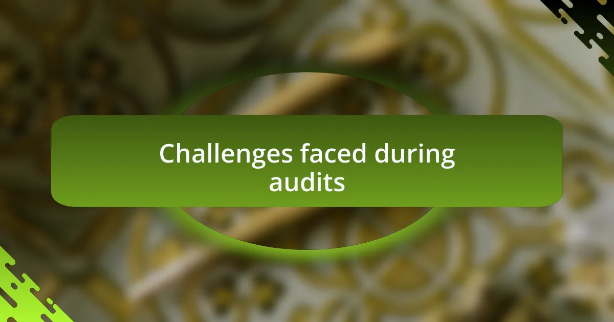 Challenges faced during audits