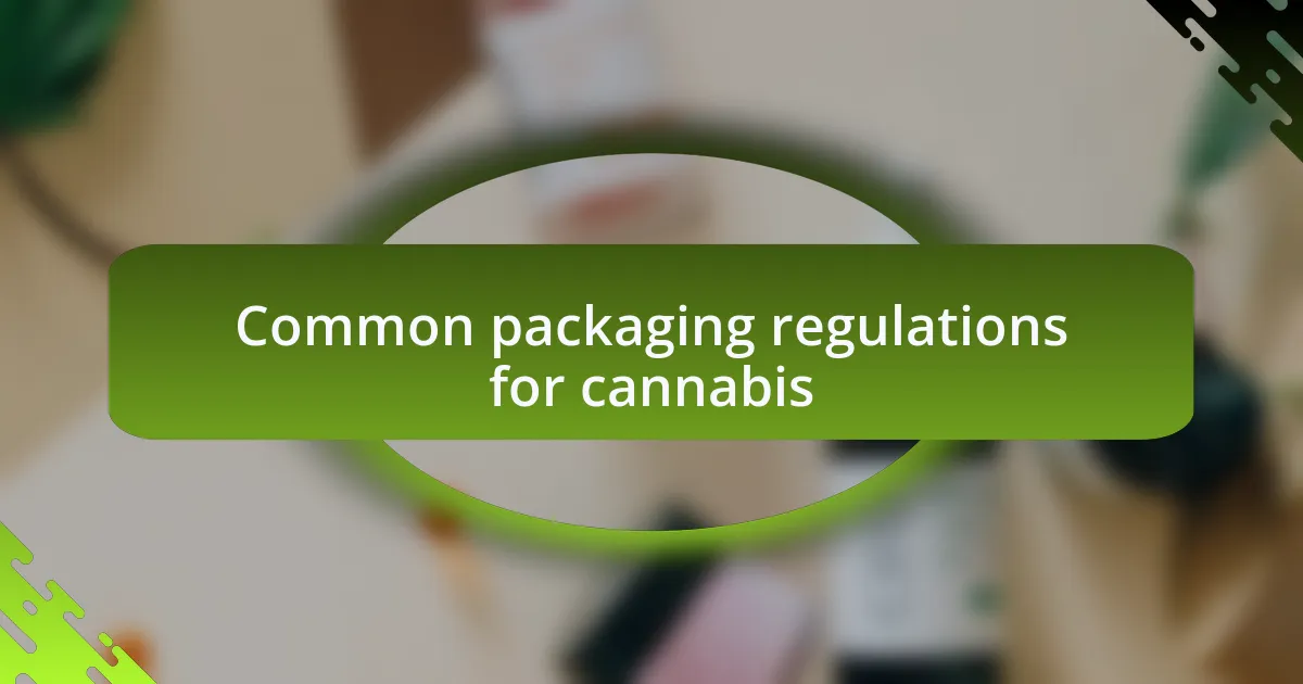Common packaging regulations for cannabis