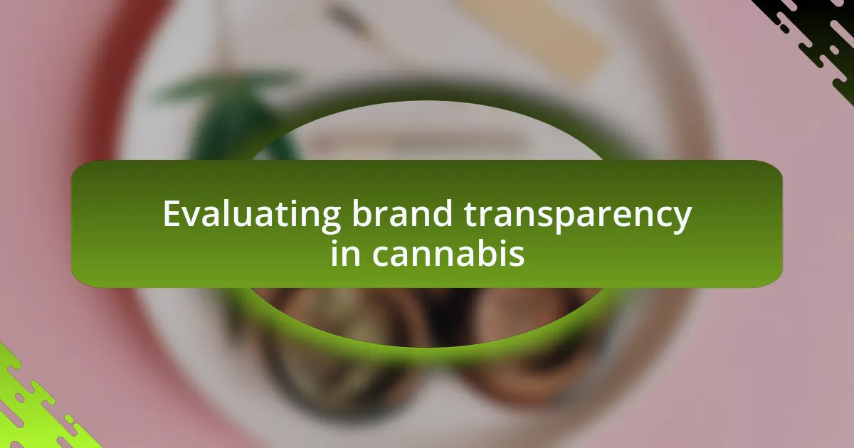 Evaluating brand transparency in cannabis