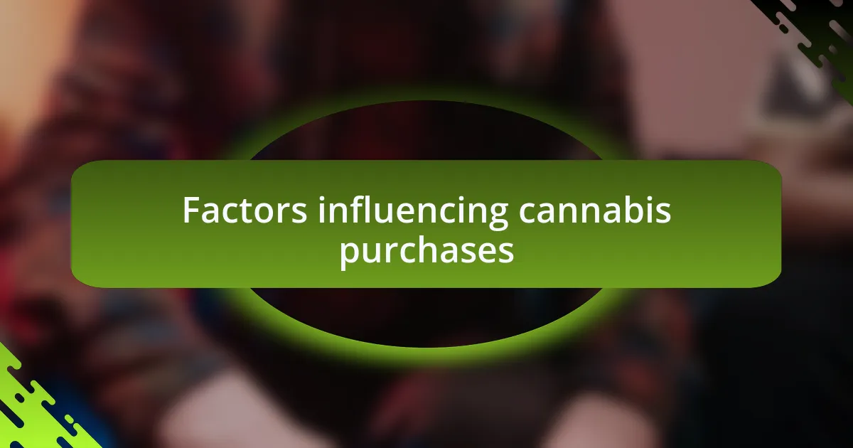 Factors influencing cannabis purchases