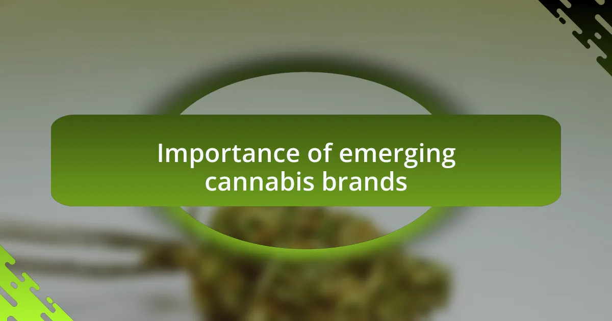 Importance of emerging cannabis brands