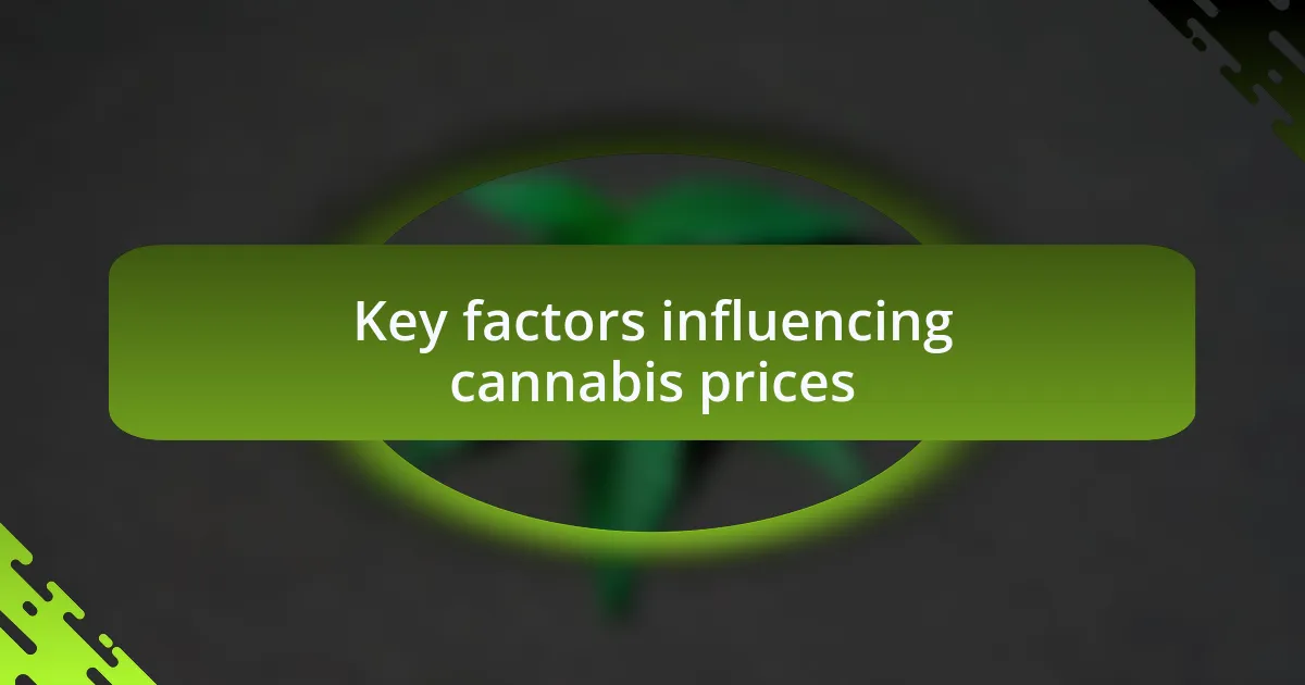 Key factors influencing cannabis prices