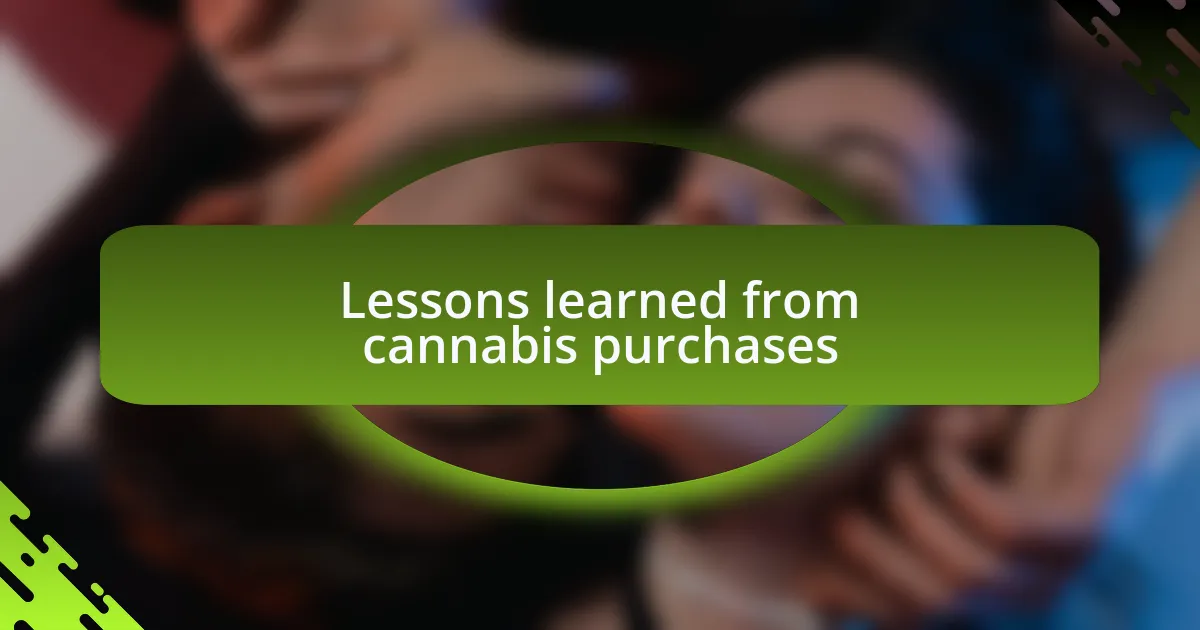 Lessons learned from cannabis purchases