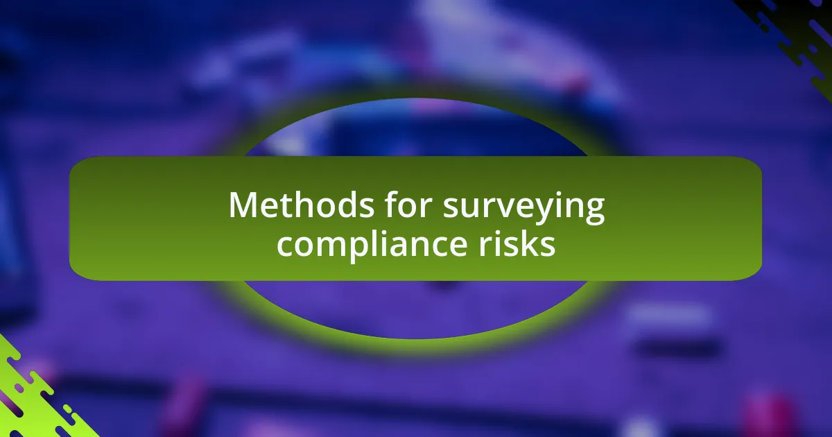 Methods for surveying compliance risks