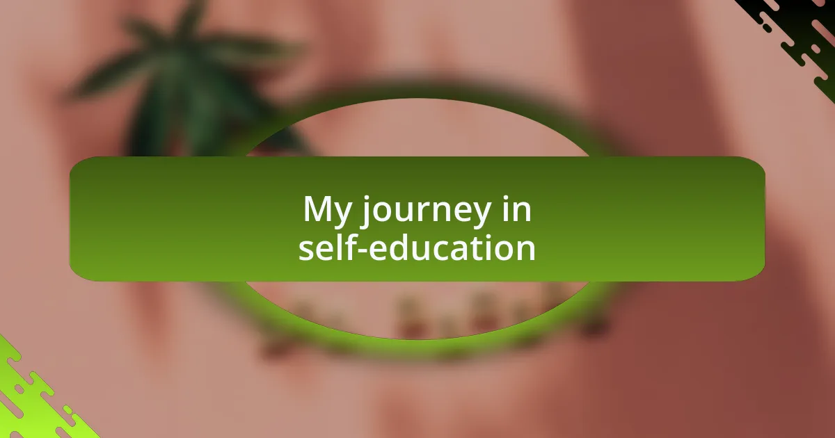 My journey in self-education