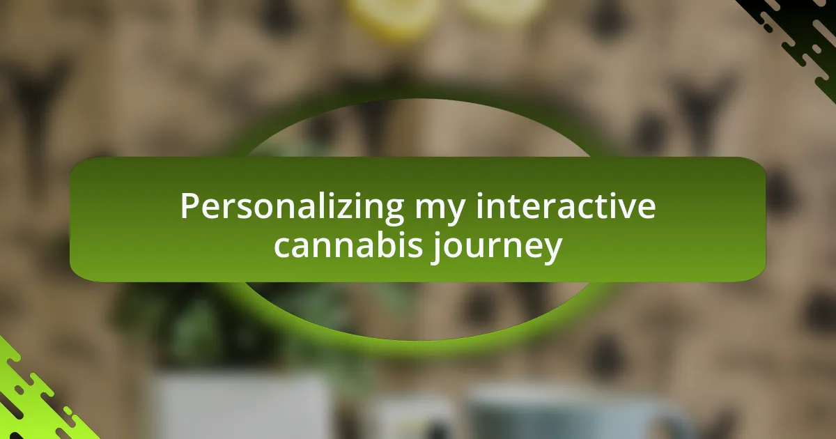 Personalizing my interactive cannabis journey