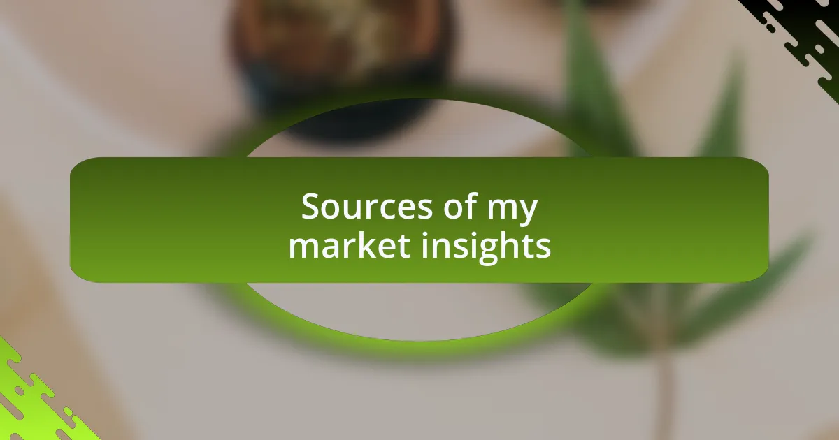 Sources of my market insights