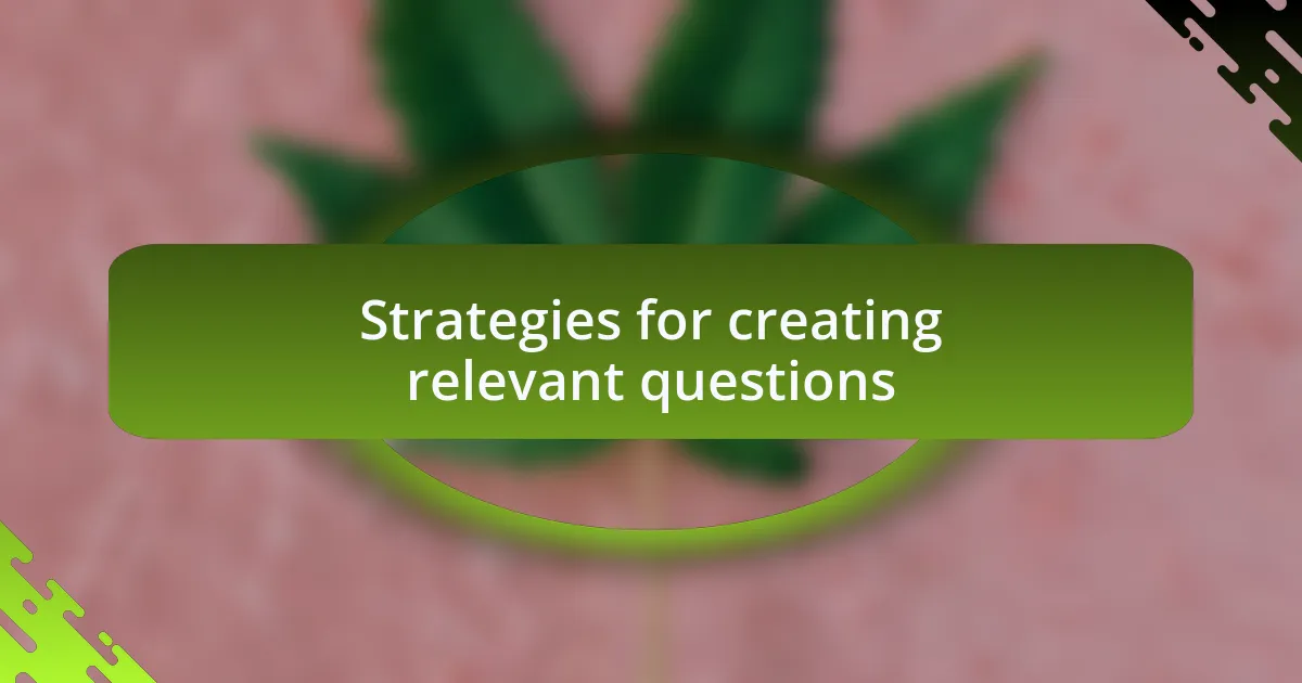 Strategies for creating relevant questions