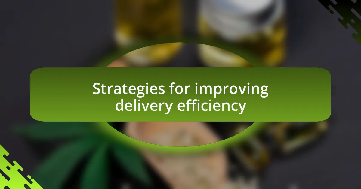 Strategies for improving delivery efficiency