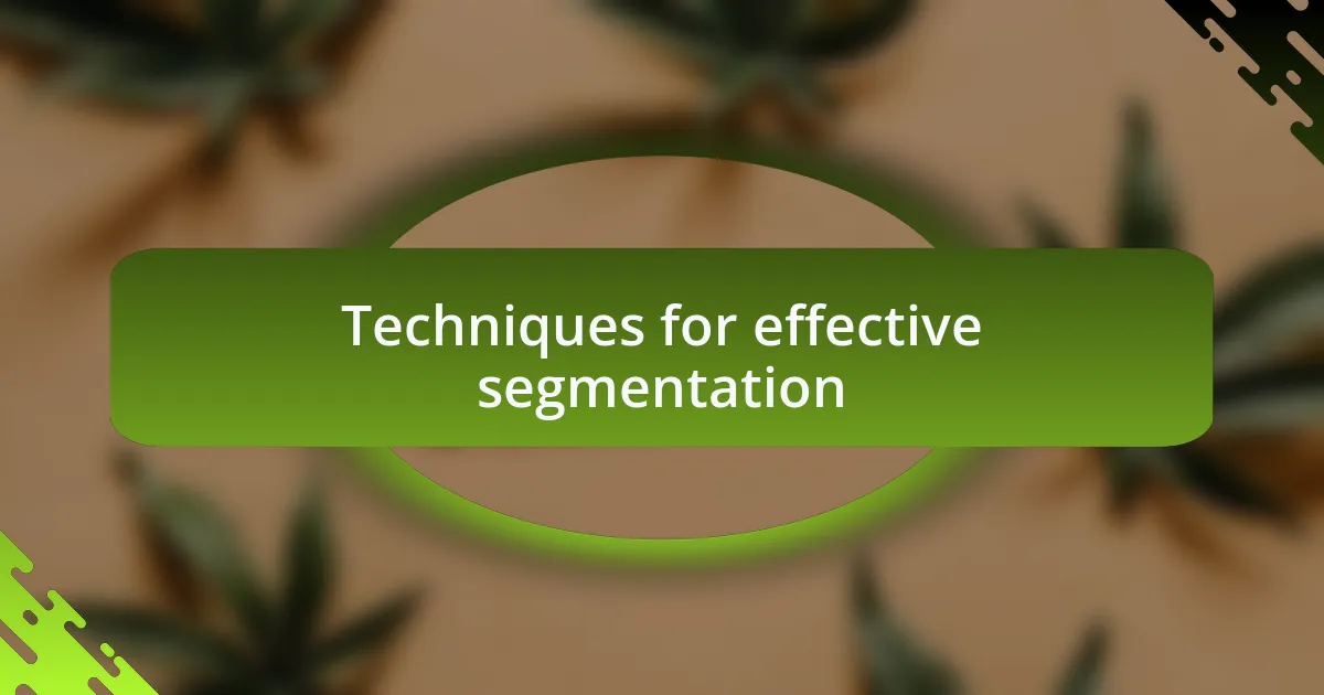 Techniques for effective segmentation
