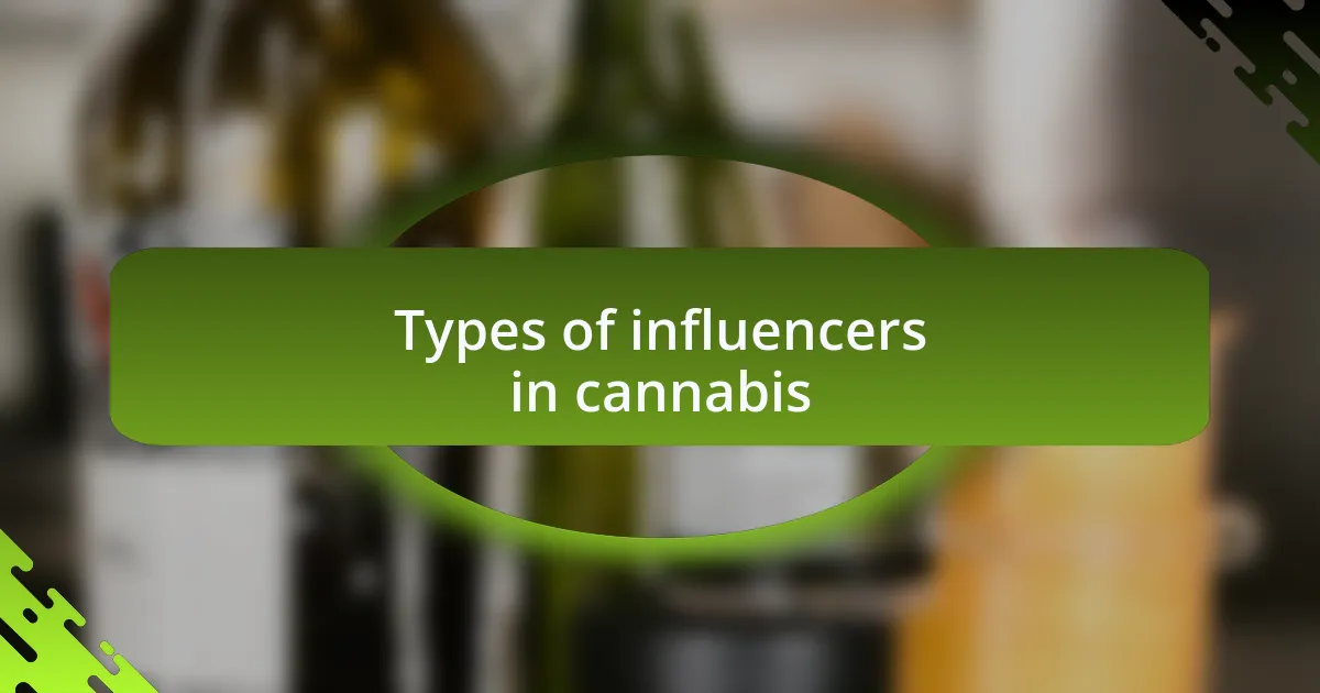 Types of influencers in cannabis